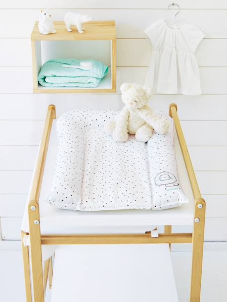 Matelas à langer Lionceau blanc imprimé+écru+vert de gris 1 - vertbaudet enfant 