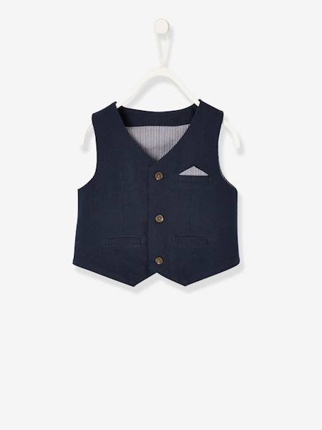 Ensemble 4 pièces bébé garçon cérémonie gilet + chemise + noeud papillon + pantalon encre 6 - vertbaudet enfant 