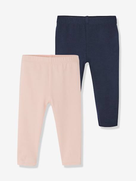 Lot de 2 leggings longs bébé fille BASICS écru+lot marine grisé 9 - vertbaudet enfant 