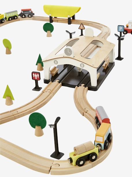 Circuit de train 66 pièces en bois FSC® multicolore 4 - vertbaudet enfant 