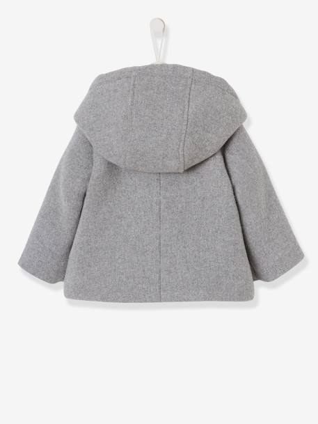 Manteau à capuche bébé fille lainage doublé et ouatiné Gris clair chiné+vieux rose 4 - vertbaudet enfant 