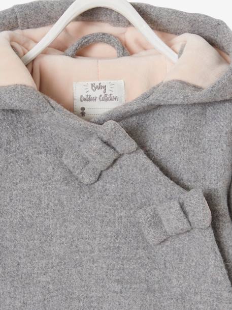 Manteau à capuche bébé fille lainage doublé et ouatiné Gris clair chiné+vieux rose 5 - vertbaudet enfant 