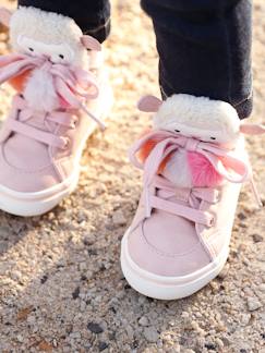 Chaussures-Chaussures bébé 17-26-Baskets montantes bébé fille 3 pompons