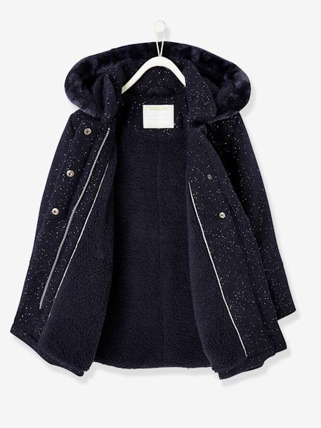 Manteau à capuche en drap de laine fille Marine grisé+VIOLINE 3 - vertbaudet enfant 