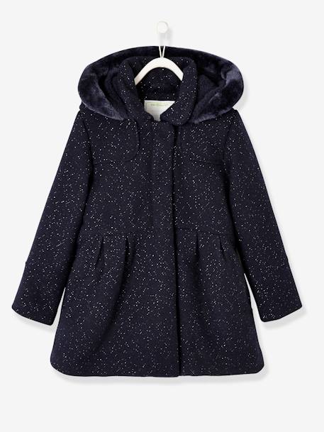 Fille-Manteau, veste-Manteau à capuche en drap de laine fille