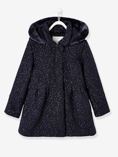 -Manteau à capuche en drap de laine fille