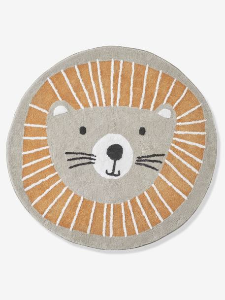 Tapis rond lavable Lion gris / orange 1 - vertbaudet enfant 