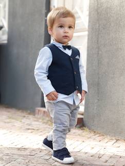 -Ensemble 4 pièces bébé garçon cérémonie gilet + chemise + noeud papillon + pantalon