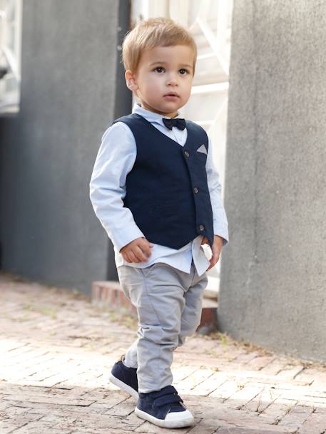 Ensemble 4 pièces bébé garçon cérémonie gilet + chemise + noeud papillon + pantalon  - vertbaudet enfant