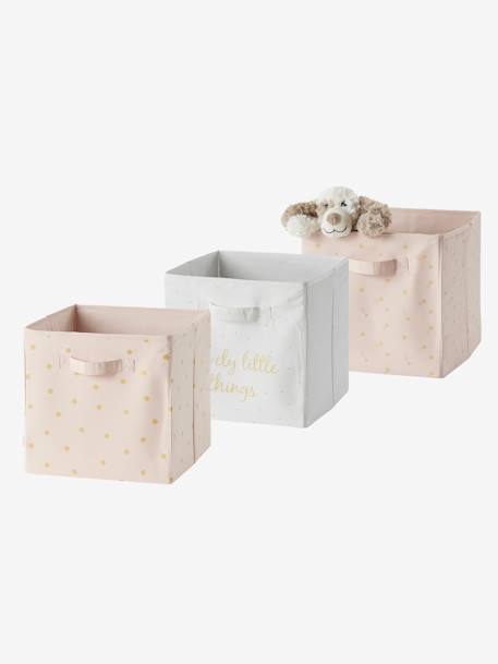 Lot de 3 bacs de rangement Lovely rose poudré imprimé 1 - vertbaudet enfant 