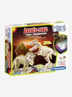 Jouet-Jeux éducatifs-Lire, écrire, compter et heure-Archéo Ludic T-Rex & Tricératops - Phosphorescent Clementoni