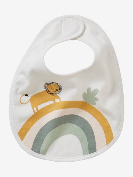 Lot de 7 bavoirs naissance en coton bio* vertbaudet blanc jungle+Hérisson+rose pâle 8 - vertbaudet enfant 