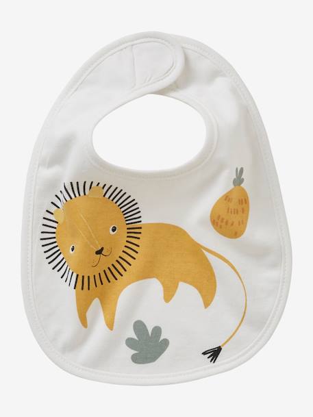 Lot de 7 bavoirs naissance en coton bio* vertbaudet blanc jungle+Hérisson+rose pâle 7 - vertbaudet enfant 