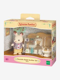 Jouet-Jeux d'imagination-Figurines, mini mondes, héros et animaux-5015 - Frère Lapin chocolat et toilettes SYLVANIAN FAMILIES