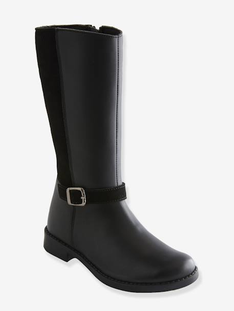 Bottes cavalières fille en cuir Noir 1 - vertbaudet enfant 