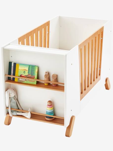 Lit bébé avec barrière amovible + rangement bibliothèque LIGNE PIROUETTE blanc 4 - vertbaudet enfant 