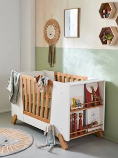 Chambre et rangement-Chambre-Lit bébé, lit enfant-Lit évolutif-Lit bébé avec barrière amovible + rangement bibliothèque LIGNE PIROUETTE