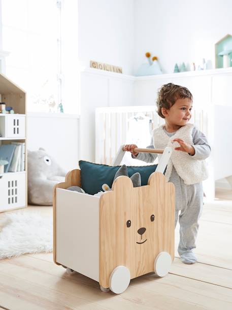 Coffre à roulettes Ourson blanc - bois 5 - vertbaudet enfant 