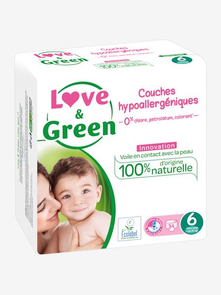 Couches hypoallergéniques T6 x 34 LOVE & GREEN blanc 3 - vertbaudet enfant 