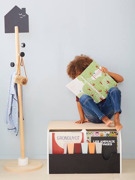 Coffre à livres et jouets LIGNE SCHOOL blanc - bois - ardoise 6 - vertbaudet enfant 