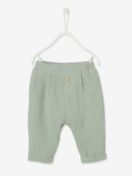 Bébé-Pantalon coupe sarouel en gaze de coton