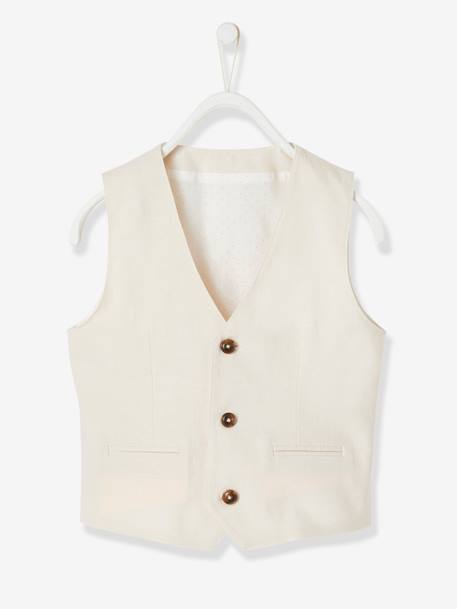 Veste sans manches de cérémonie garçon en coton/ lin beige clair+bleu+marine foncé+vert sauge 1 - vertbaudet enfant 