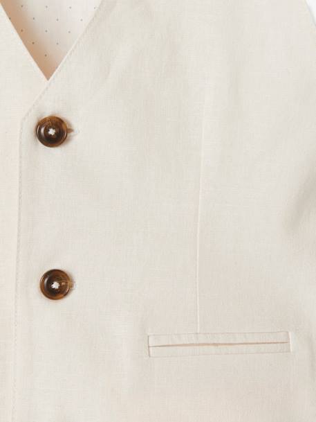 Veste sans manches de cérémonie garçon en coton/ lin beige clair+bleu+marine foncé 3 - vertbaudet enfant 