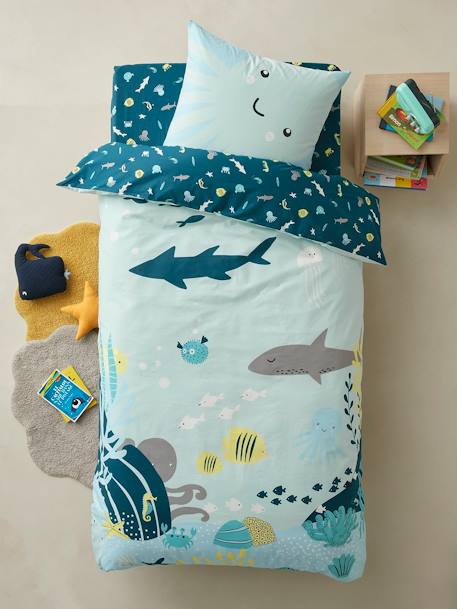 Drap-housse enfant FONDS MARINS bleu 2 - vertbaudet enfant 