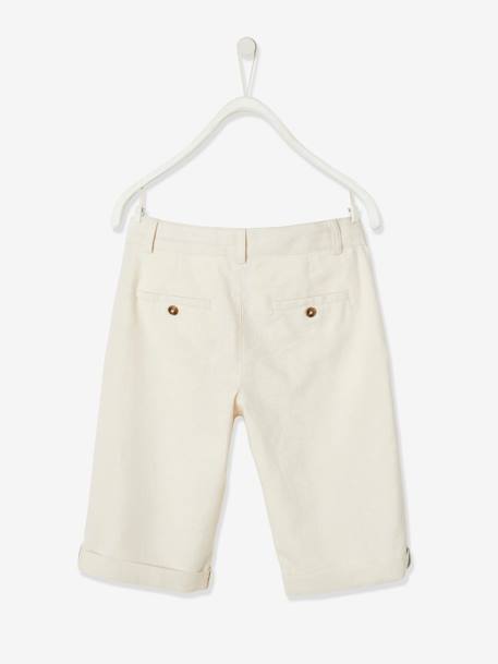 Bermuda garçon en coton/lin beige clair+bleu+marine foncé+vert sauge 8 - vertbaudet enfant 