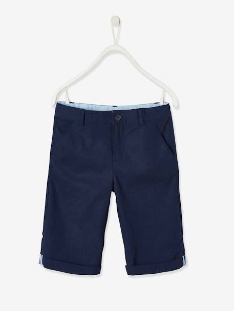 Bermuda garçon en coton/lin beige clair+bleu+marine foncé+vert sauge 19 - vertbaudet enfant 