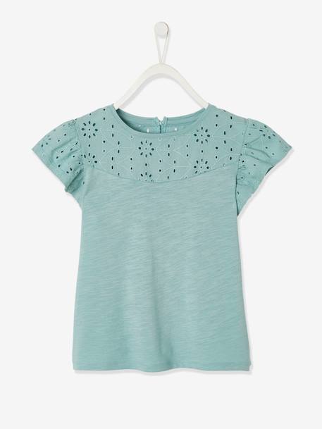 Fille-T-shirt, sous-pull-T-shirt fille avec détails broderie anglaise