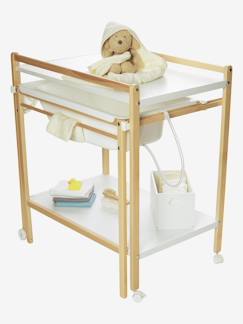 Table à langer pliable pour bébé, table à langer à 3 hauteurs réglables  avec roues, ceinture de sécurité, grande capacité de stockage et récipient  d'eau, pour bébés de 0 à 12 mois