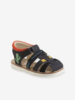 Chaussures enfants-Chaussures-Chaussures garçon 23-38-Sandales-Sandales scratchées garçon en cuir