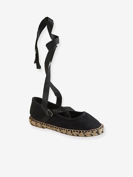 Ballerines espadrilles fille en toile noir 1 - vertbaudet enfant 