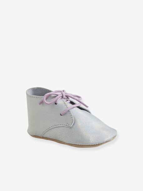 Chaussons de parc cuir souple bébé fille light gold 1 - vertbaudet enfant 