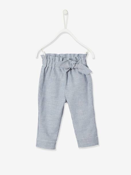 Pantalon bébé fille rayé à taille élastiquée bleu électrique 2 - vertbaudet enfant 