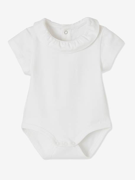 Lot de 2 bodies bébé col fantaisie manches courtes ouverture dos lilas poudré+lot blanc 9 - vertbaudet enfant 