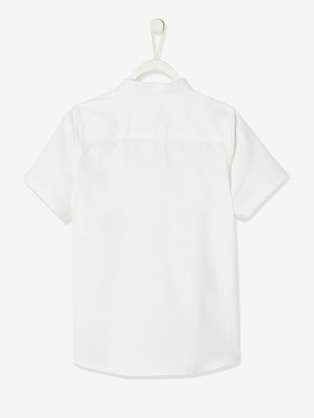 Chemise col Mao garçon en coton/ lin manches courtes blanc+bleu ciel 5 - vertbaudet enfant 