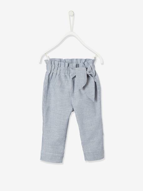 Pantalon bébé fille rayé à taille élastiquée bleu électrique 3 - vertbaudet enfant 