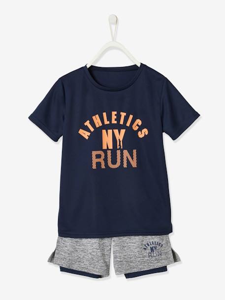 Ensemble de sport garçon T-shirt et bermuda effet 2 en 1 encre 2 - vertbaudet enfant 