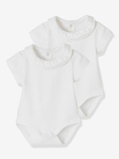 Lot de 2 bodies bébé col fantaisie manches courtes ouverture dos  - vertbaudet enfant