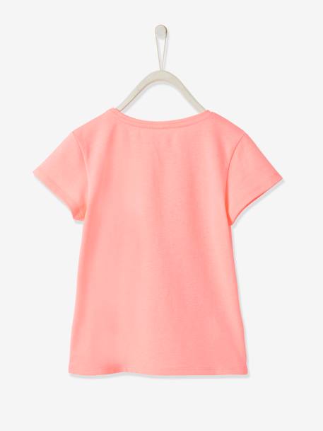 T-shirt fille motif en tulle rose fluo 2 - vertbaudet enfant 