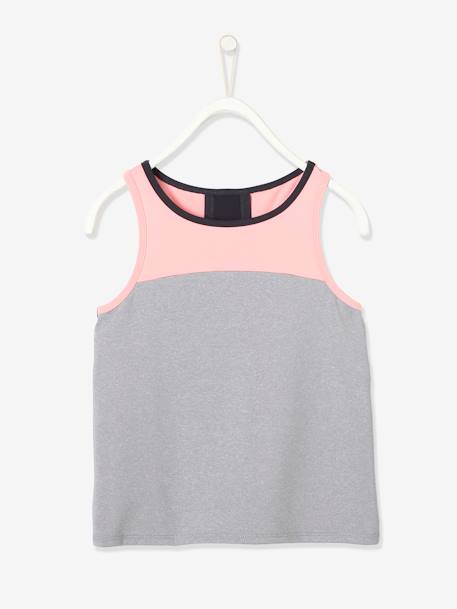 Fille-T-shirt, sous-pull-Débardeur de sport fille effet 2 en 1