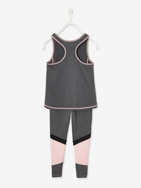 Ensemble de sport débardeur + legging fille matière technique gris chiné foncé 3 - vertbaudet enfant 