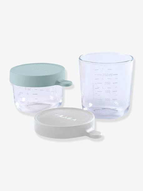 Coffret de 2 pots de conservation en verre BEABA airy green/ light mist+BLEU/ROSE 1 - vertbaudet enfant 