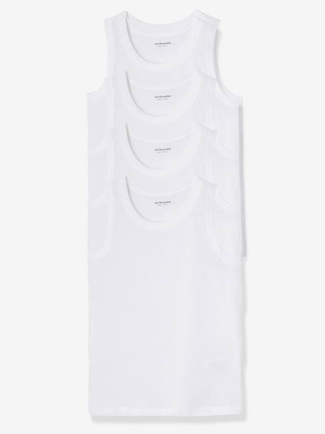 Lot de 4 débardeurs garçon BASICS blanc 2 - vertbaudet enfant 