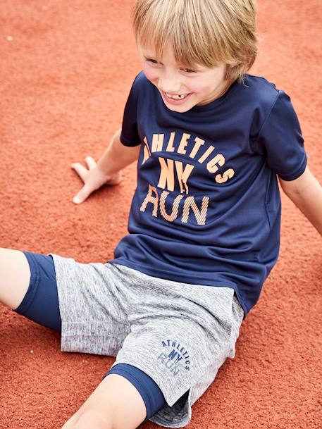 Ensemble de sport garçon T-shirt et bermuda effet 2 en 1 encre 1 - vertbaudet enfant 