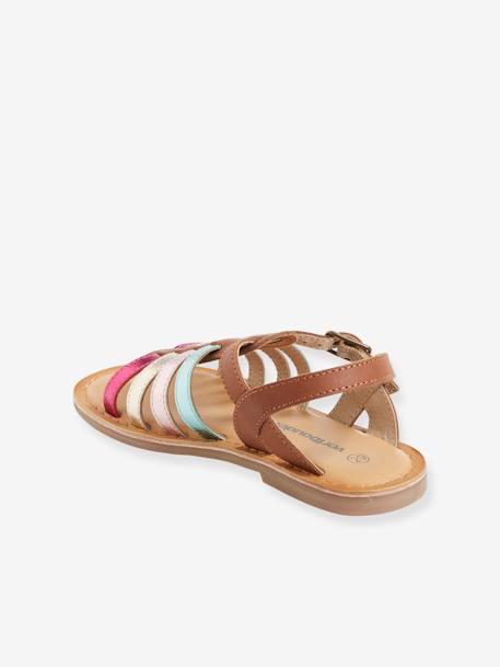 Sandales multi-brides cuir fille camel+Jaune fluo+lot marron 3 - vertbaudet enfant 