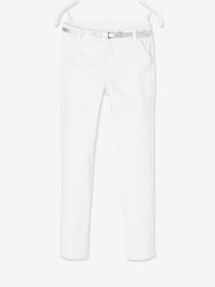 Pantalon chino fille en satin de coton et sa ceinture irisée  - vertbaudet enfant