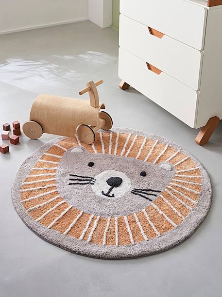 Tapis rond lavable Lion gris / orange 3 - vertbaudet enfant 